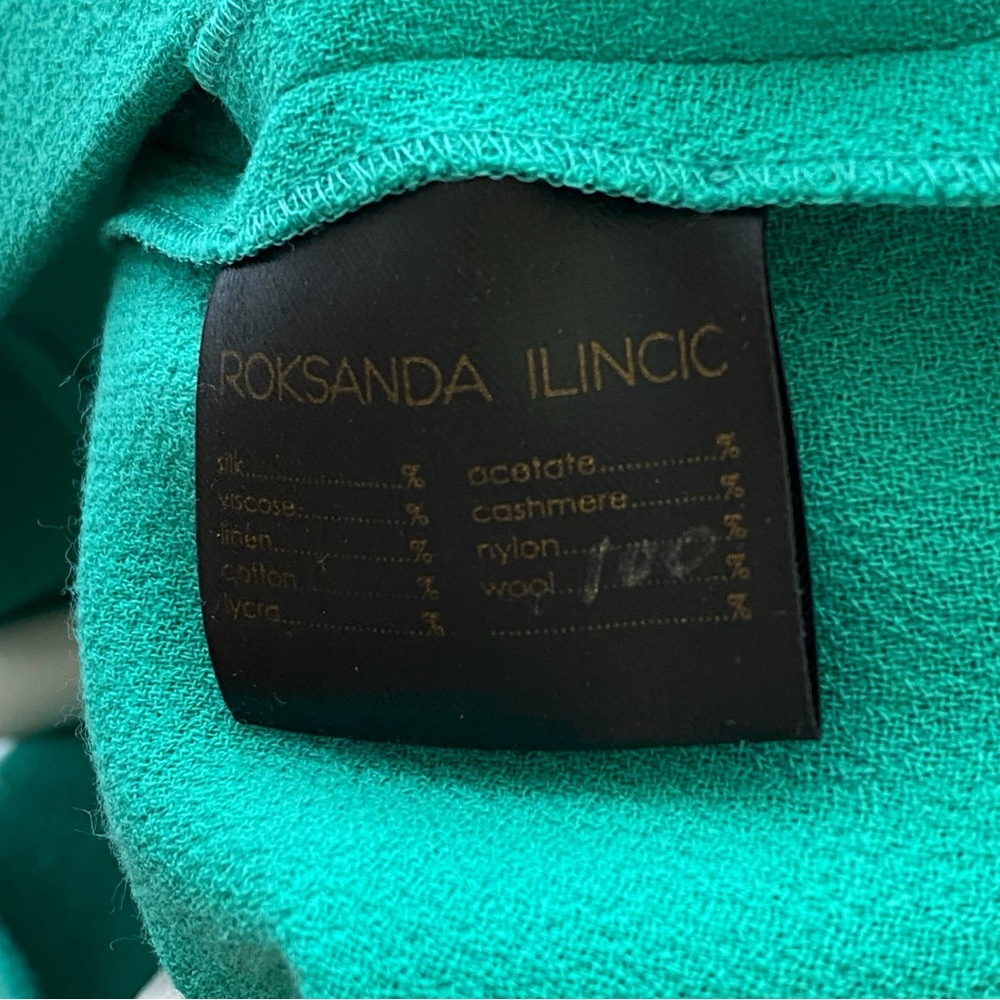 ROKSANDA ILINCIC TEAL GREEN PLEATED BACK ZIPPER SLEEVELESS SHEATH DRESS - Picture 13 of 14